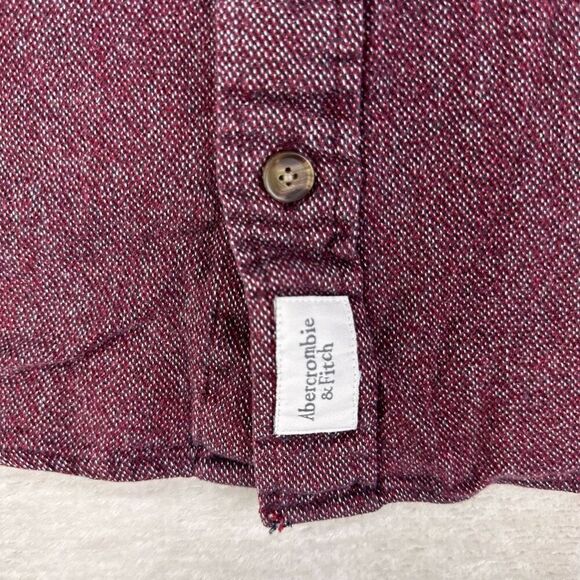 Abercrombie & Fitch Shirt Mens Large Burgundy Muscle Fit LS Knit Button Up - Picture 5 of 7